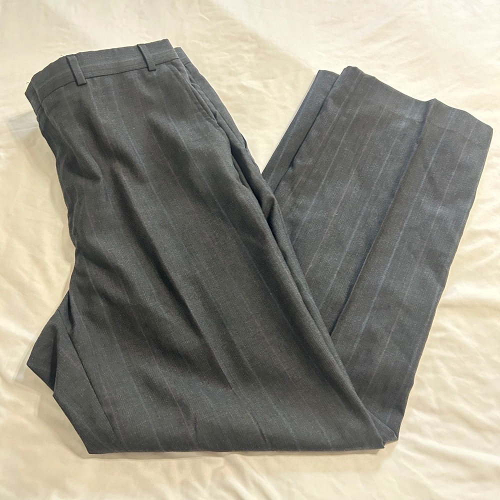 Towncraft Mens Pinstripe Dress Pants Charcoal Gray Flat Front USA Made 36x31.5